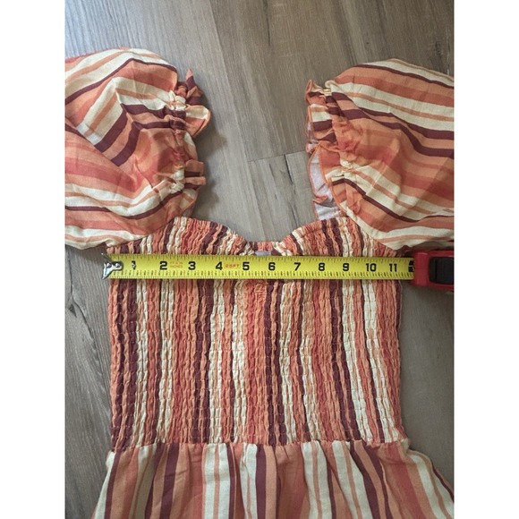 NWOT‎ Charlie Holiday Coastal Midi Dress Linen Blend Orange Stripes Women's 4 - Picture 10 of 13